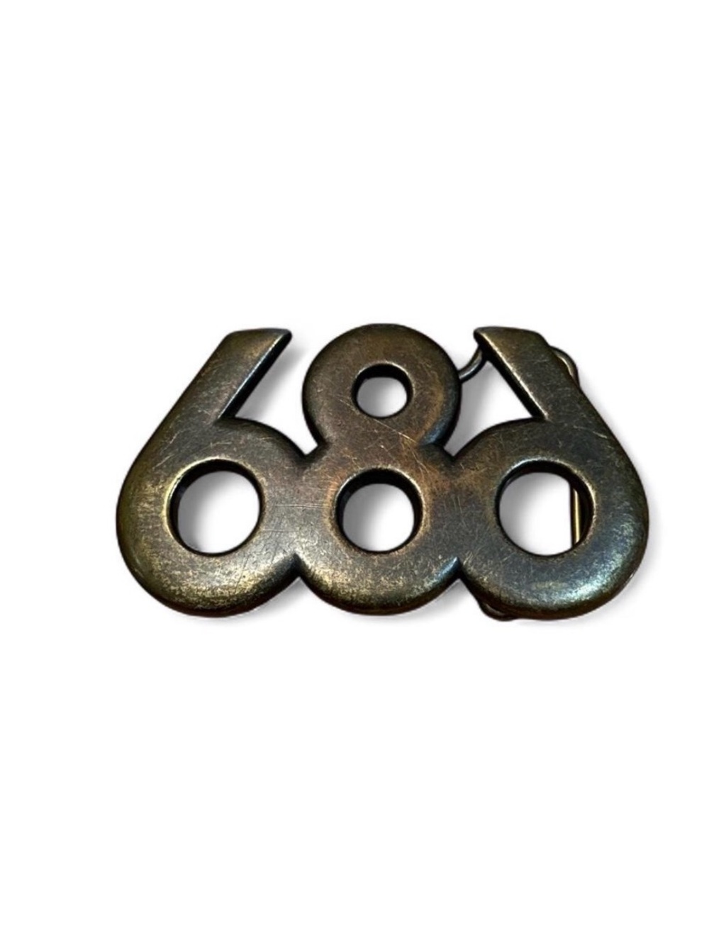 Bronze Tone Decorative Belt Buckle Accent Plaque Modern Number Motif 686